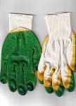 Перчатки вязаные х/б c заливкой наладонника, цвет: желтый, зеленый, 10"